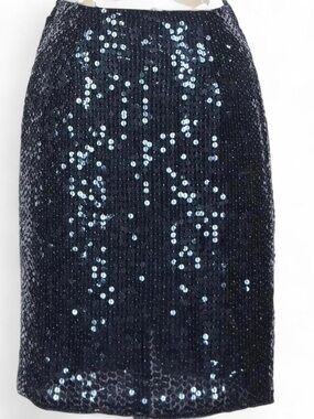 Navy Sequin Pencil Skirt - Sleek Evening Style